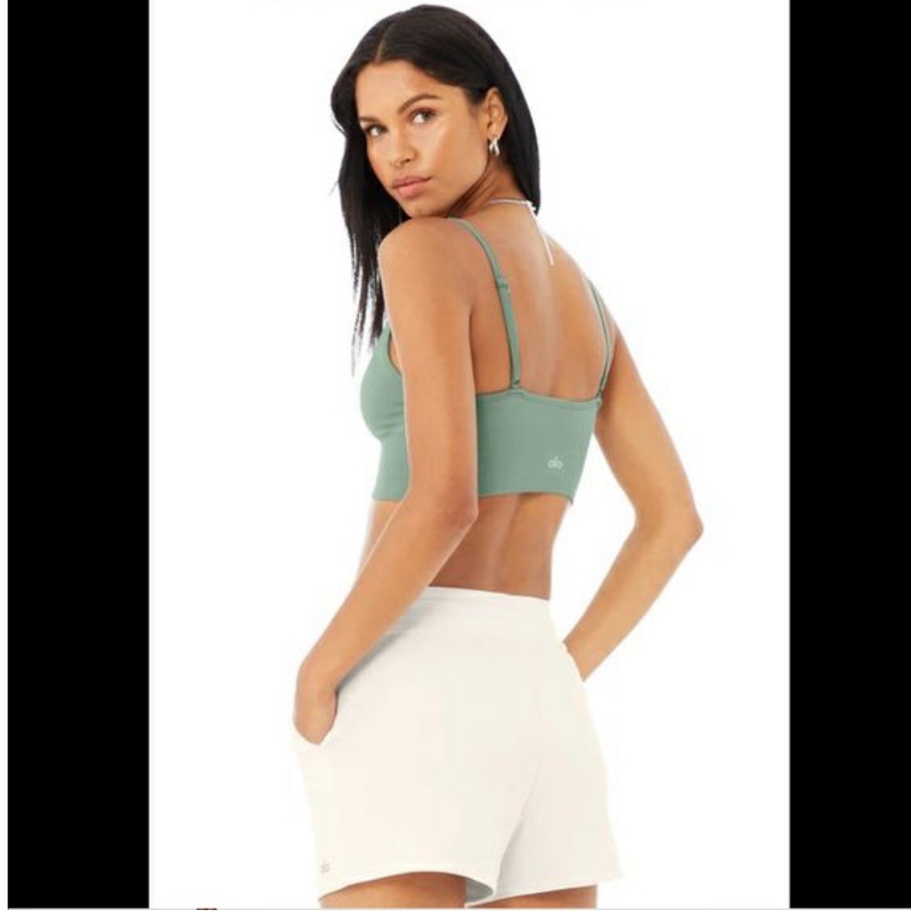 ALO Yoga Delight Bralette Cropped Bra Top Soft Seagrass Green S - Picture 2 of 7